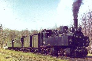 Lok 99&nbsp;5904 mit GmP im Bahnhof Sternhaus Ramberg (1967) [ED715]