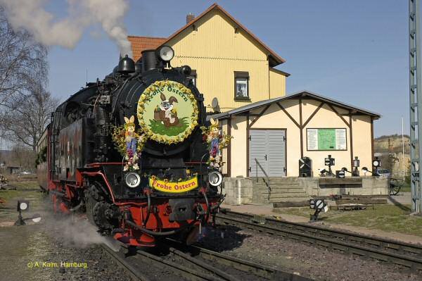 Zug mit 996001 im Bf Gernrode